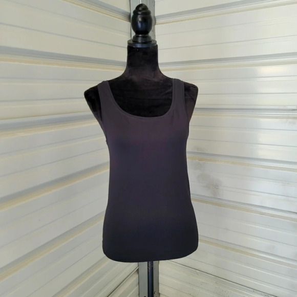 Chicos Tank Top Solid Black Sleeveless Nylon/Spand Shirt Chicos Sz 2 2 Womens L - Picture 1 of 7